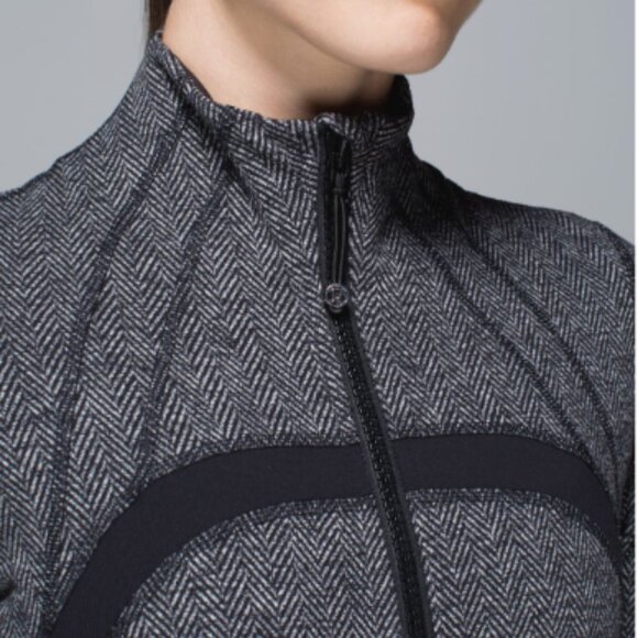 Lululemon Define Jacket Giant Herringbone Black Heathered Thumbholes Size 6 - Picture 6 of 16
